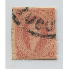 ARGENTINA 1867 GJ 28 RIVADAVIA ESTAMPILLA DE 6ta TIRADA CON MATASELLO TUCUMAN U$ 60+ ESTUPENDO EJEMPLAR